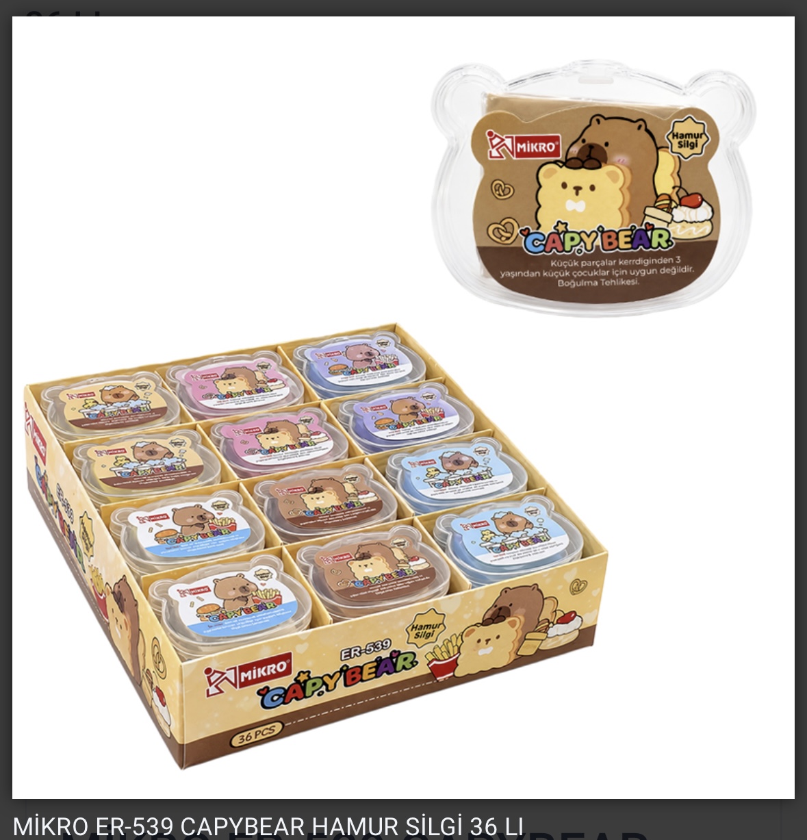 MİKRO HAMUR SİLGİ CAPYBEAR ER-539 *36