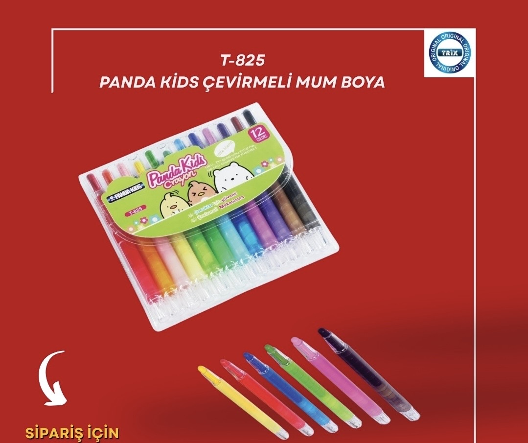 TRİX PANDA KİDS ÇEVİRMELİ MUM BOYA KISA