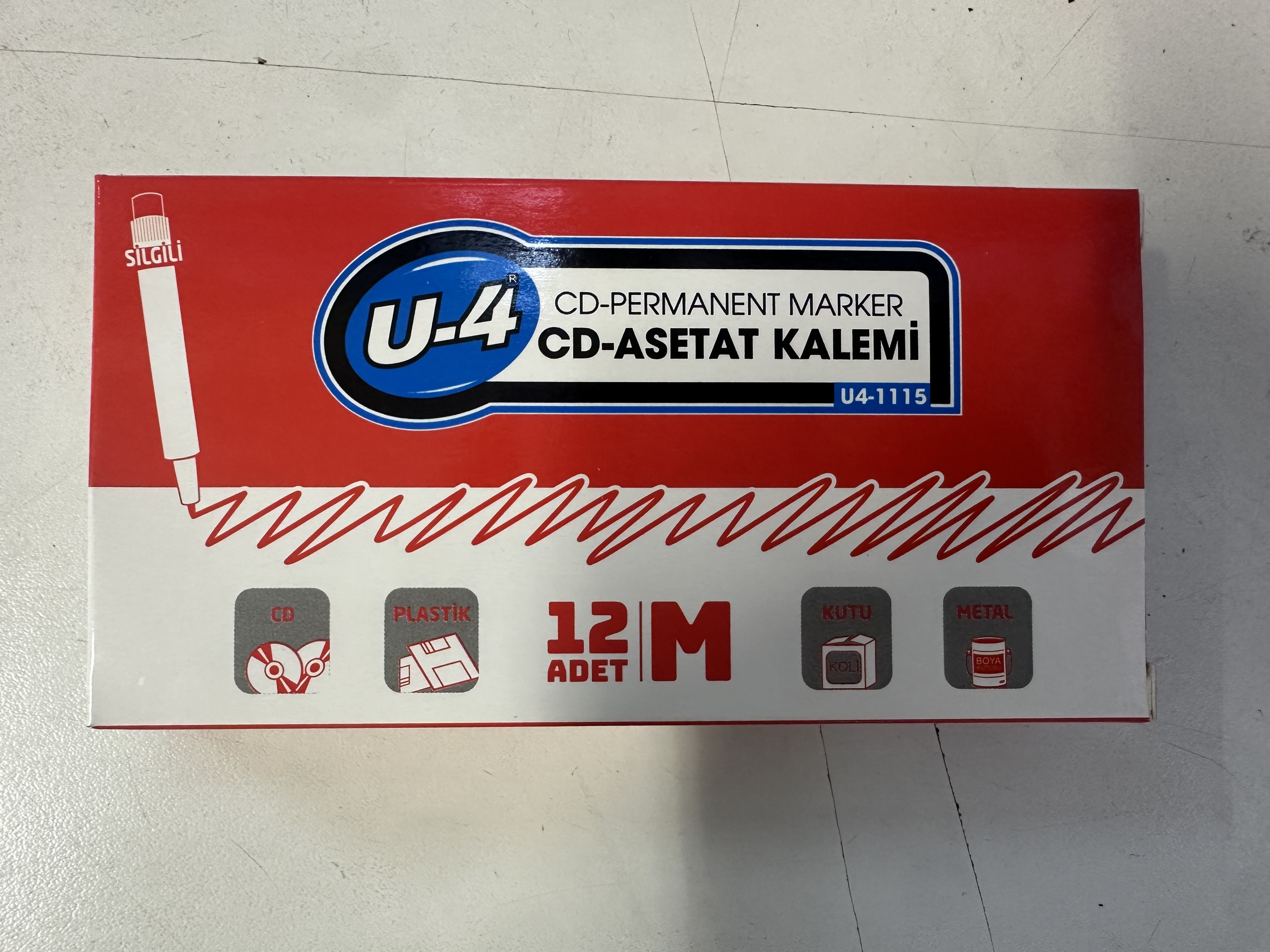 U-4 ASETAT KALEMİ M KIRMIZI *12