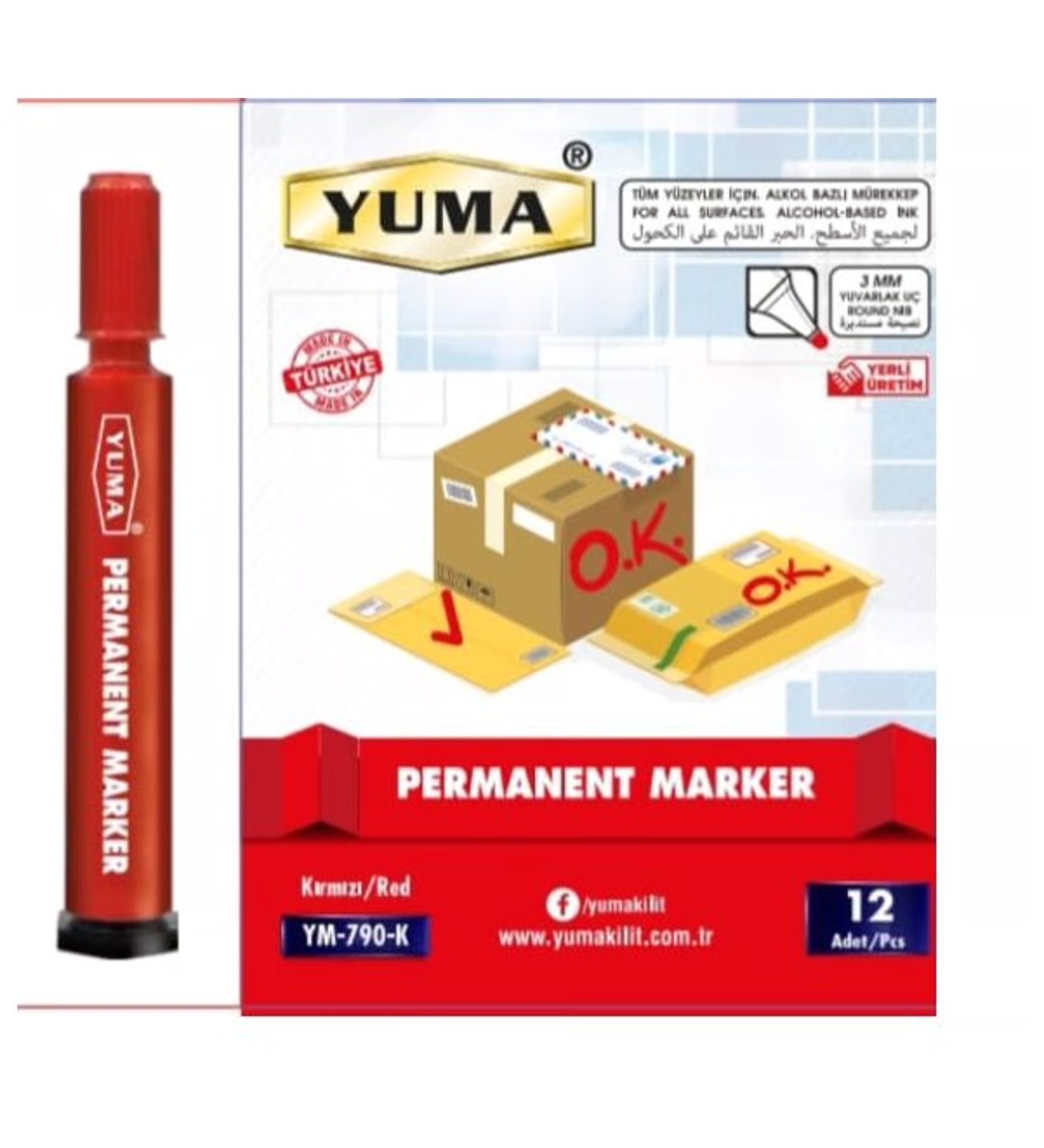 YUMA KOLİ KALEMİ KIRMIZI *12