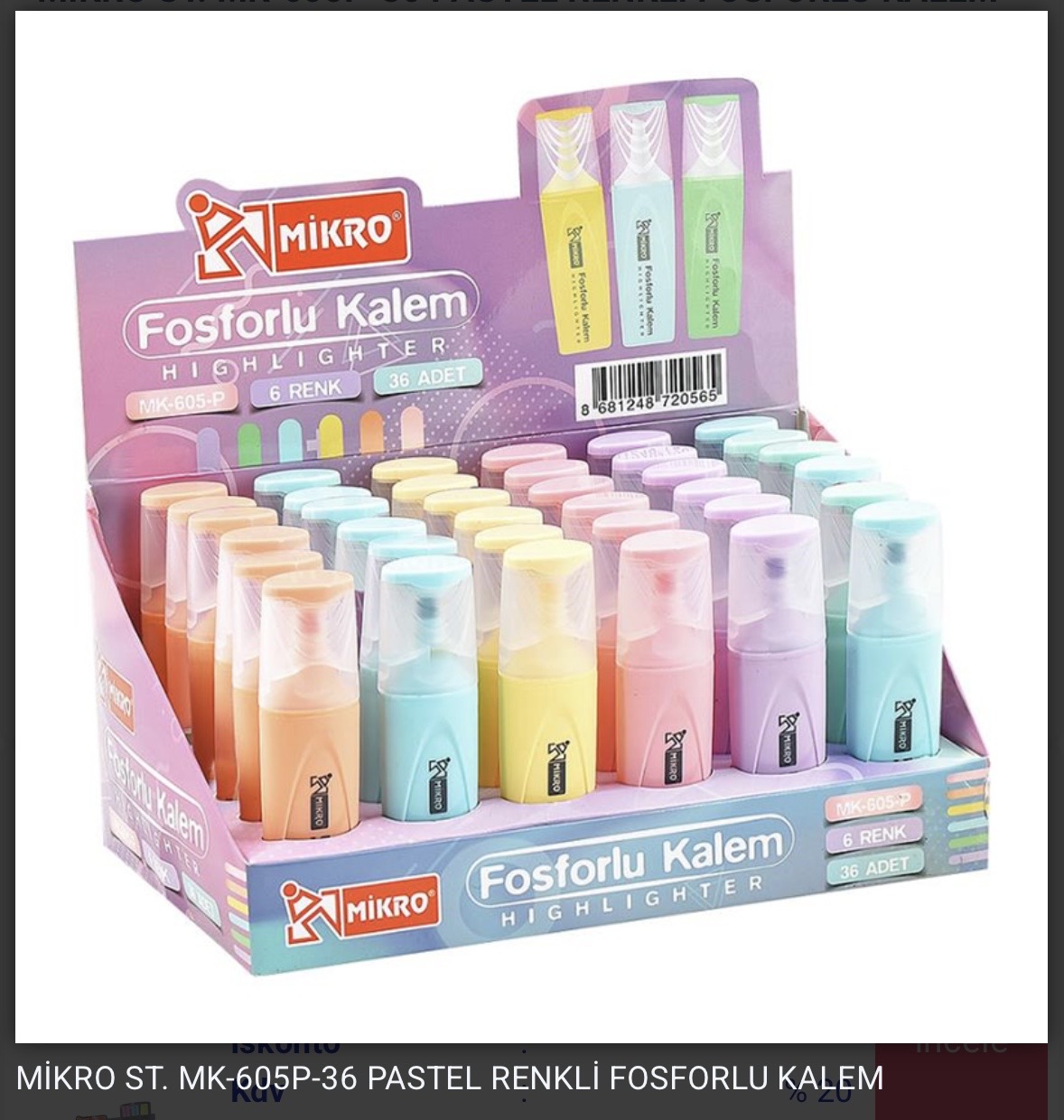MİKRO FOSFORLU KALEM PASTEL MK-605P *36