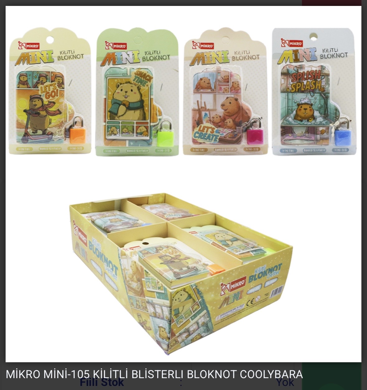 MİKRO MİNİ-105  KİLİTLİ BLİSTERLİ BLOKNOT COOLYBARA *24