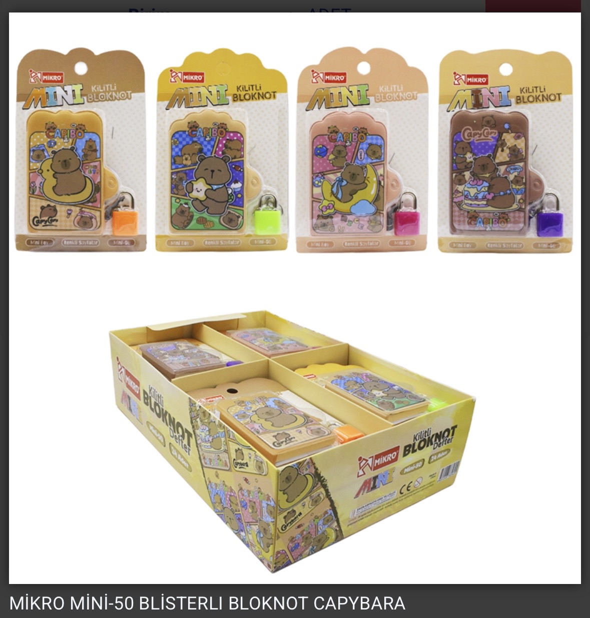 MİKRO MİNİ-50 KİLİTLİ BLİSTERLİ BLOKNOT CAPYBARA *24