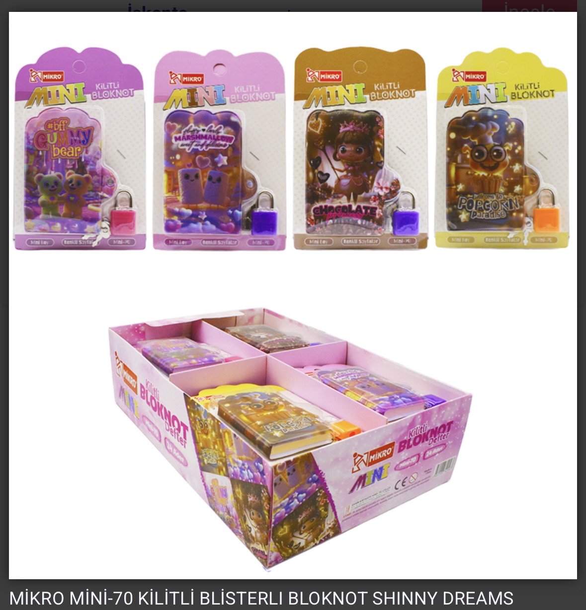 MİKRO MİNİ-70 KİLİTLİ BLİSTERLİ BLOKNOT SHINY DREAM *24