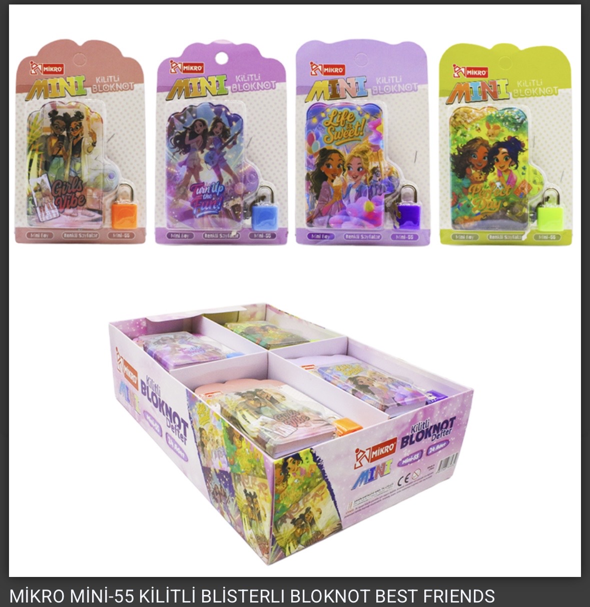 MİKRO MİNİ-55 KİLİTLİ BLİSTERLİ BLOKNOT BEST FRİENDS *24