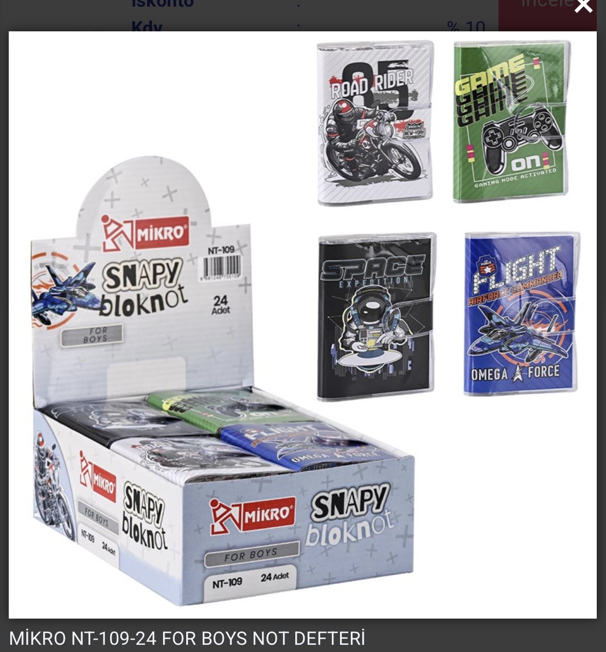 MİKRO NT-109 FOR BOYS NOT DEFTER *24