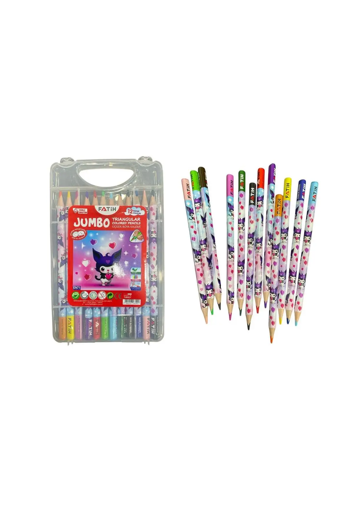 FATİH HELLO KIDS JUMBO ÜÇGEN KURU BOYA ÇANTALI 12RENK *6