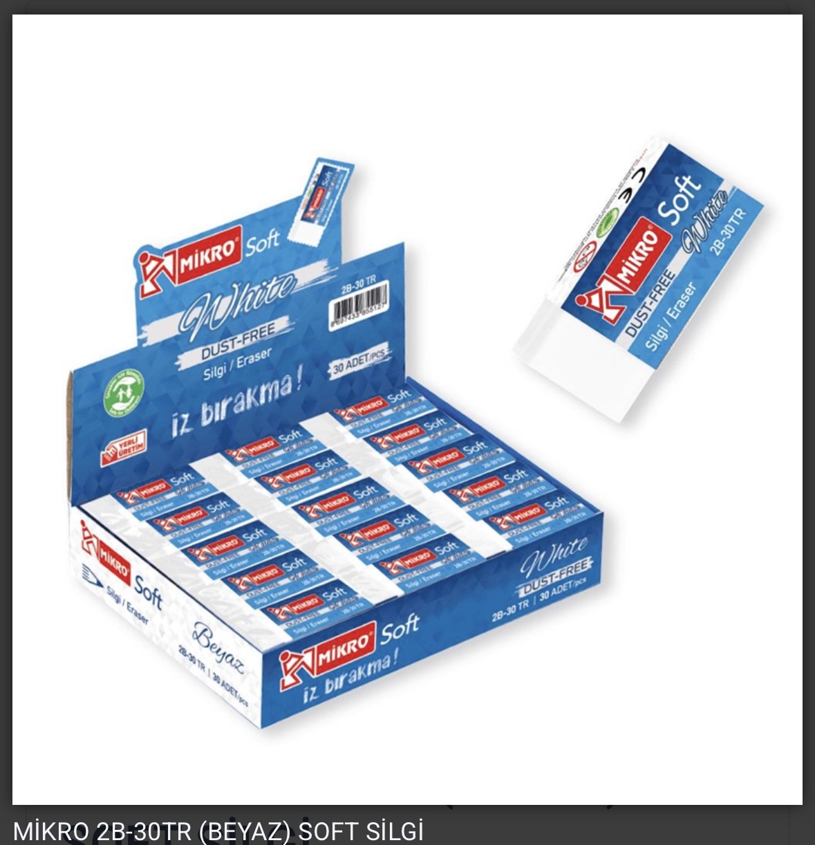 MİKRO SİLGİ BEYAZ 2B *30